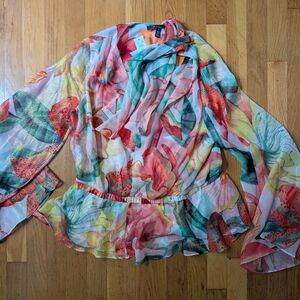 White House Black Market Multicolor Floral Blouse